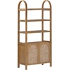 image:imageNathan James Leah Arched Bookcase 3Tier Bookshelf with Storage Cabinet Base Seagrass Door Fronts and Solid Wood Frame Light BrownLight Brown