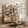image:imageNathan James Leah Arched Bookcase 3Tier Bookshelf with Storage Cabinet Base Seagrass Door Fronts and Solid Wood Frame Light BrownLight Brown