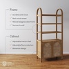 image:imageNathan James Leah Arched Bookcase 3Tier Bookshelf with Storage Cabinet Base Seagrass Door Fronts and Solid Wood Frame Light BrownLight Brown