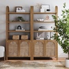 image:imageNathan James Leah Arched Bookcase 3Tier Bookshelf with Storage Cabinet Base Seagrass Door Fronts and Solid Wood Frame Light BrownLight Brown