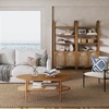 image:imageNathan James Leah Arched Bookcase 3Tier Bookshelf with Storage Cabinet Base Seagrass Door Fronts and Solid Wood Frame Light BrownLight Brown