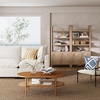 image:imageNathan James Leah Arched Bookcase 3Tier Bookshelf with Storage Cabinet Base Seagrass Door Fronts and Solid Wood Frame Light BrownRaw Oak