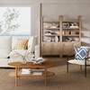image:imageNathan James Leah Arched Bookcase 3Tier Bookshelf with Storage Cabinet Base Seagrass Door Fronts and Solid Wood Frame Light BrownRaw Oak