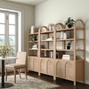 image:imageNathan James Leah Arched Bookcase 3Tier Bookshelf with Storage Cabinet Base Seagrass Door Fronts and Solid Wood Frame Light BrownRaw Oak