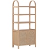 image:imageNathan James Leah Arched Bookcase 3Tier Bookshelf with Storage Cabinet Base Seagrass Door Fronts and Solid Wood Frame Light BrownRaw Oak