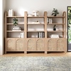 image:imageNathan James Leah Arched Bookcase 3Tier Bookshelf with Storage Cabinet Base Seagrass Door Fronts and Solid Wood Frame Light BrownRaw Oak