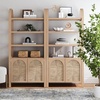 image:imageNathan James Leah Arched Bookcase 3Tier Bookshelf with Storage Cabinet Base Seagrass Door Fronts and Solid Wood Frame Light BrownRaw Oak