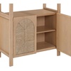 image:imageNathan James Leah Arched Bookcase 3Tier Bookshelf with Storage Cabinet Base Seagrass Door Fronts and Solid Wood Frame Light BrownRaw Oak