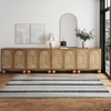 image:imageNathan James Leah Boho TV Stand or Sideboard Cabinet for Kitchen or Living Room with BallStyle Feet Natural Seagrass Door Fronts and Solid Wood Legs Raw Oak Set of 2Light Brown