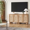 image:imageNathan James Leah Boho TV Stand or Sideboard Cabinet for Kitchen or Living Room with BallStyle Feet Natural Seagrass Door Fronts and Solid Wood Legs Raw Oak Set of 2Light Brown