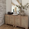 image:imageNathan James Leah Boho TV Stand or Sideboard Cabinet for Kitchen or Living Room with BallStyle Feet Natural Seagrass Door Fronts and Solid Wood Legs Raw Oak Set of 2Raw Oak