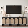 image:imageNathan James Leah Boho TV Stand or Sideboard Cabinet for Kitchen or Living Room with BallStyle Feet Natural Seagrass Door Fronts and Solid Wood Legs Raw Oak Set of 2Blackseagrass