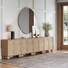 image:imageNathan James Leah Boho TV Stand or Sideboard Cabinet for Kitchen or Living Room with BallStyle Feet Natural Seagrass Door Fronts and Solid Wood Legs Raw Oak Set of 2Raw Oak