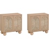 image:imageNathan James Leah Boho TV Stand or Sideboard Cabinet for Kitchen or Living Room with BallStyle Feet Natural Seagrass Door Fronts and Solid Wood Legs Raw Oak Set of 2Raw Oak