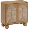image:imageNathan James Leah Boho TV Stand or Sideboard Cabinet for Kitchen or Living Room with BallStyle Feet Natural Seagrass Door Fronts and Solid Wood Legs Raw Oak Set of 2Light Brown