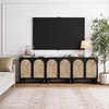 image:imageNathan James Leah Boho TV Stand or Sideboard Cabinet for Kitchen or Living Room with BallStyle Feet Natural Seagrass Door Fronts and Solid Wood Legs Raw Oak Set of 2Blackseagrass