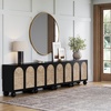 image:imageNathan James Leah Boho TV Stand or Sideboard Cabinet for Kitchen or Living Room with BallStyle Feet Natural Seagrass Door Fronts and Solid Wood Legs Raw Oak Set of 2Blackseagrass