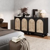 image:imageNathan James Leah Boho TV Stand or Sideboard Cabinet for Kitchen or Living Room with BallStyle Feet Natural Seagrass Door Fronts and Solid Wood Legs Raw Oak Set of 2Blackseagrass