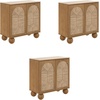 image:imageNathan James Leah Boho TV Stand or Sideboard Cabinet for Kitchen or Living Room with BallStyle Feet Natural Seagrass Door Fronts and Solid Wood Legs Raw Oak Set of 2Light Brown