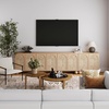 image:imageNathan James Leah Boho TV Stand or Sideboard Cabinet for Kitchen or Living Room with BallStyle Feet Natural Seagrass Door Fronts and Solid Wood Legs Raw Oak Set of 2Raw Oak
