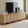 image:imageNathan James Leah Boho TV Stand or Sideboard Cabinet for Kitchen or Living Room with BallStyle Feet Natural Seagrass Door Fronts and Solid Wood Legs Raw Oak Set of 2Light Brown