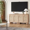 image:imageNathan James Leah Boho TV Stand or Sideboard Cabinet for Kitchen or Living Room with BallStyle Feet Natural Seagrass Door Fronts and Solid Wood Legs Raw Oak Set of 2Raw Oak