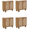 image:imageNathan James Leah Boho TV Stand or Sideboard Cabinet for Kitchen or Living Room with BallStyle Feet Natural Seagrass Door Fronts and Solid Wood Legs Raw Oak Set of 2Light Brown