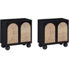 image:imageNathan James Leah Boho TV Stand or Sideboard Cabinet for Kitchen or Living Room with BallStyle Feet Natural Seagrass Door Fronts and Solid Wood Legs Raw Oak Set of 2Blackseagrass