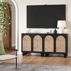 image:imageNathan James Leah Boho TV Stand or Sideboard Cabinet for Kitchen or Living Room with BallStyle Feet Natural Seagrass Door Fronts and Solid Wood Legs Raw Oak Set of 2Blackseagrass