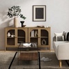 image:imageNathan James Mason Storage Cabinet Free Standing Accent Sideboard Buffet Credenza with Glass Doors and Adjustable Shelf in Black Oak Wood for Dining Room Entryway and Living Room Clear GlassBlackBrushed Light Brown