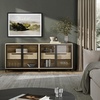 image:imageNathan James Mason Storage Cabinet Free Standing Accent Sideboard Buffet Credenza with Glass Doors and Adjustable Shelf in Black Oak Wood for Dining Room Entryway and Living Room Clear GlassBlackGlassLight Oak