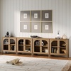 image:imageNathan James Mason Storage Cabinet Free Standing Accent Sideboard Buffet Credenza with Glass Doors and Adjustable Shelf in Black Oak Wood for Dining Room Entryway and Living Room Clear GlassBlackBrushed Light Brown