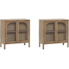 image:imageNathan James Mason Storage Cabinet Free Standing Accent Sideboard Buffet Credenza with Glass Doors and Adjustable Shelf in Black Oak Wood for Dining Room Entryway and Living Room Clear GlassBlackBrushed Light Brown