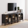 image:imageNathan James Mason Storage Cabinet Free Standing Accent Sideboard Buffet Credenza with Glass Doors and Adjustable Shelf in Black Oak Wood for Dining Room Entryway and Living Room Clear GlassBlackMatte Black