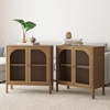 image:imageNathan James Mason Storage Cabinet Free Standing Accent Sideboard Buffet Credenza with Glass Doors and Adjustable Shelf in Black Oak Wood for Dining Room Entryway and Living Room Clear GlassBlackBrushed Light Brown