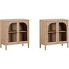 image:imageNathan James Mason Storage Cabinet Free Standing Accent Sideboard Buffet Credenza with Glass Doors and Adjustable Shelf in Black Oak Wood for Dining Room Entryway and Living Room Clear GlassBlackRaw Oak