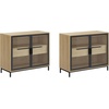 image:imageNathan James Mason Storage Cabinet Free Standing Accent Sideboard Buffet Credenza with Glass Doors and Adjustable Shelf in Black Oak Wood for Dining Room Entryway and Living Room Clear GlassBlackGlassLight Oak