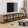 image:imageNathan James Mason Storage Cabinet Free Standing Accent Sideboard Buffet Credenza with Glass Doors and Adjustable Shelf in Black Oak Wood for Dining Room Entryway and Living Room Clear GlassBlackGlassLight Oak