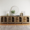 image:imageNathan James Mason Storage Cabinet Free Standing Accent Sideboard Buffet Credenza with Glass Doors and Adjustable Shelf in Black Oak Wood for Dining Room Entryway and Living Room Clear GlassBlackBrushed Light Brown