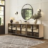 image:imageNathan James Mason Storage Cabinet Free Standing Accent Sideboard Buffet Credenza with Glass Doors and Adjustable Shelf in Black Oak Wood for Dining Room Entryway and Living Room Clear GlassBlackGlassLight Oak