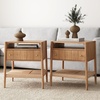 image:imageNathan James Meads Wood Nightstand with Drawer Vintage Nightstand with Seagrass Storage and Brass Handles Light BrownLight BrownSeagrass