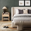 image:imageNathan James Meads Wood Nightstand with Drawer Vintage Nightstand with Seagrass Storage and Brass Handles Light BrownRaw OakSeagrass