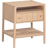 image:imageNathan James Meads Wood Nightstand with Drawer Vintage Nightstand with Seagrass Storage and Brass Handles Light BrownRaw OakSeagrass
