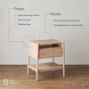 image:imageNathan James Meads Wood Nightstand with Drawer Vintage Nightstand with Seagrass Storage and Brass Handles Light BrownRaw OakSeagrass