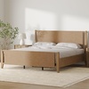 image:imageNathan James Miles Mid Century Modern Queen Bed Frame Queen Size Platform Wood Bed Frame with Upholstered Headboard Cream BoucleLight BrownCameron Light Brown