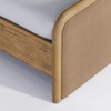 image:imageNathan James Miles Mid Century Modern Queen Bed Frame Queen Size Platform Wood Bed Frame with Upholstered Headboard Cream BoucleLight BrownLight Brown Faux Leather