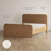 image:imageNathan James Miles Mid Century Modern Queen Bed Frame Queen Size Platform Wood Bed Frame with Upholstered Headboard Cream BoucleLight BrownLight Brown Faux Leather