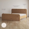 image:imageNathan James Miles Mid Century Modern Queen Bed Frame Queen Size Platform Wood Bed Frame with Upholstered Headboard Cream BoucleLight BrownLight Brown Faux Leather