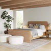 image:imageNathan James Miles Mid Century Modern Queen Bed Frame Queen Size Platform Wood Bed Frame with Upholstered Headboard Cream BoucleLight BrownLight Brown Faux Leather