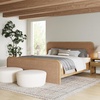 image:imageNathan James Miles Mid Century Modern Queen Bed Frame Queen Size Platform Wood Bed Frame with Upholstered Headboard Cream BoucleLight BrownLight Brown Faux Leather